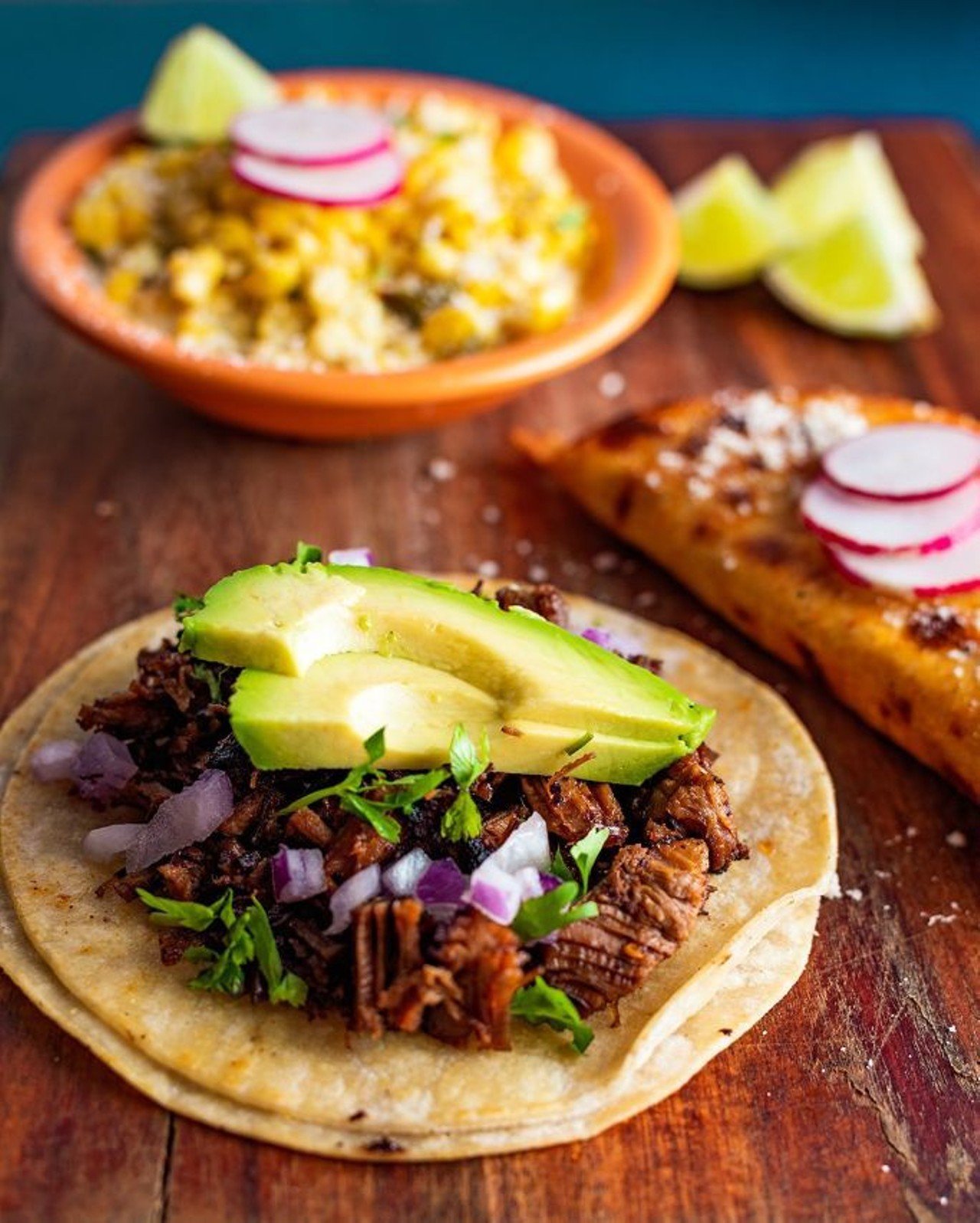 Noche Mexican BBQ
1838 Bardstown Rd. Suite 100 
Noche Mexican BBQ combined Mexican cuisine with barbeque to create a new kind of experience. They also offer yoga and brunch, which is a win-win situation. Photo via  Noche Mexican BBQ