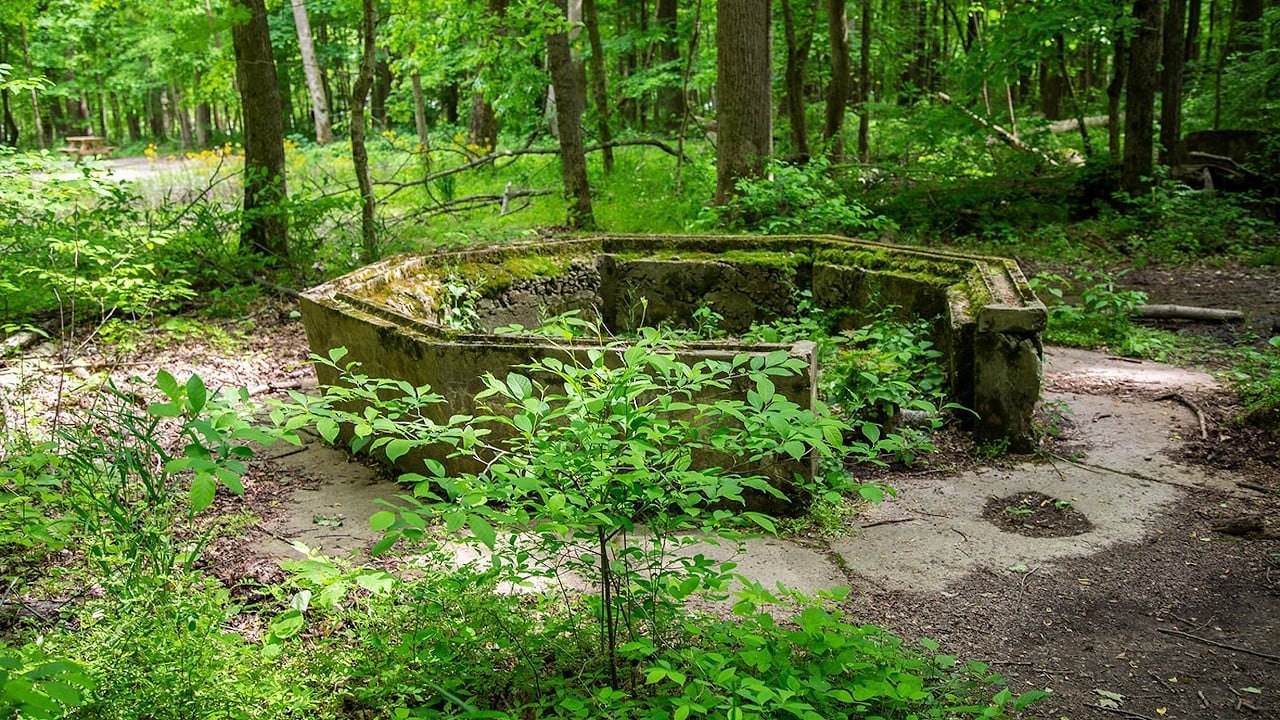 Rose Island at Charlestown State Park12500 Indiana 62, Charlestown, IN
Rose Island is an abandoned amusement park originally opened in 1923, situated on a peninsula called the Devil's Backbone, where Fourteen Mile Creek empties into the Ohio River. The area was called Fern Grove back in the 1880s and ferns still grow abundantly on the river banks in Charlestown State Park. The ruins of the 100-year old amusement park are as eerie as the peninsula itself is beautiful.