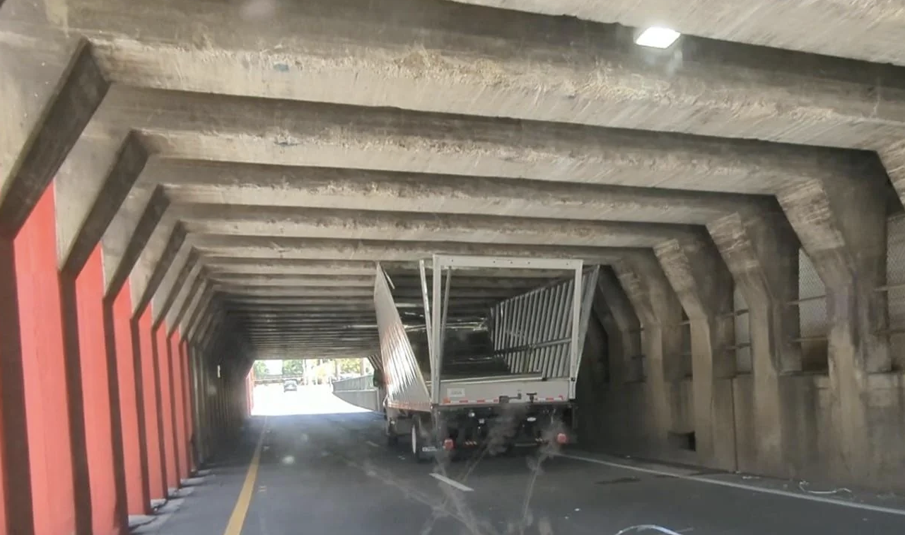 This truck that split apart deep in the underbelly of her majesty underpass.