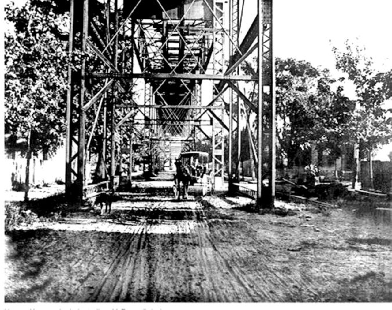 1891 - Under the Big 4 Bridge access trestle. University of Louisville Photographic Archives