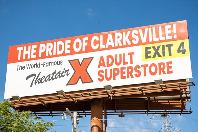 Theatair X&#146;s &#147;The pride of Clarksville!&#148; billboard is visible from I-65. - Nik Vechery