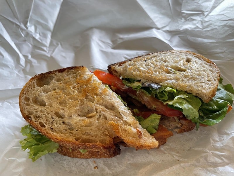 The Haymarket BLT is back for summer, and we’re happy! Juicy fresh tomatoes, locally produced bacon and more on tasty sourdough make it a memorable meal. - Robin Garr