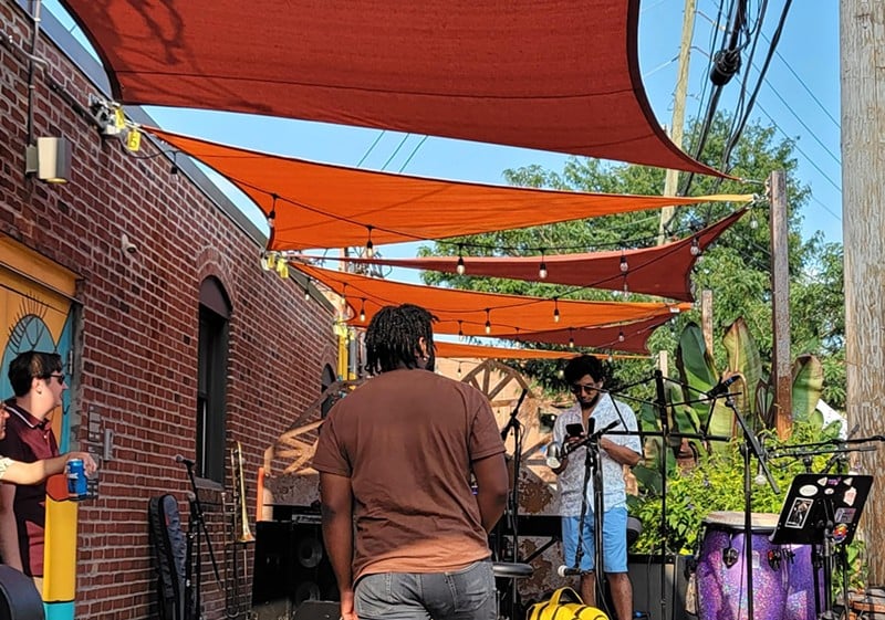 Band setting up at The Alley at the Cabaret - rucker