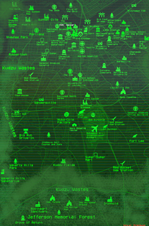 A Louisville local created his own map to use for a TTRPG based in the Fallout universe. - u/YaBarberr