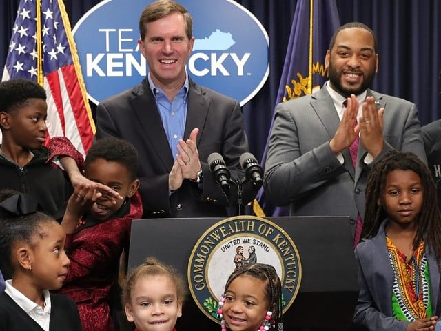 KY Gov. Andy Beshear and Charles Booker meet with Louisville youth on Black Lobby Day