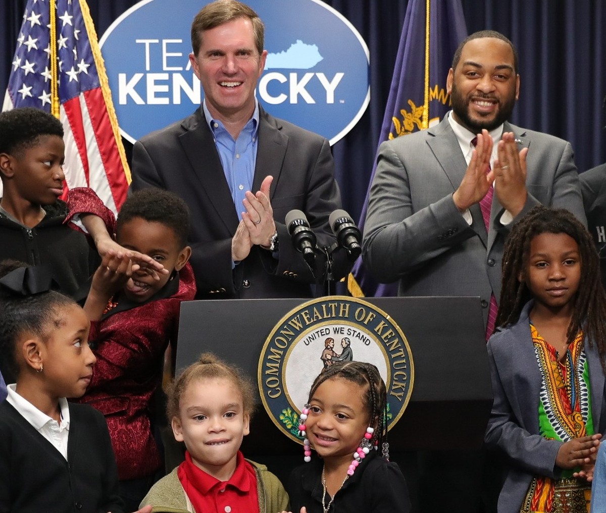 KY Gov. Andy Beshear and Charles Booker meet with Louisville youth on Black Lobby Day