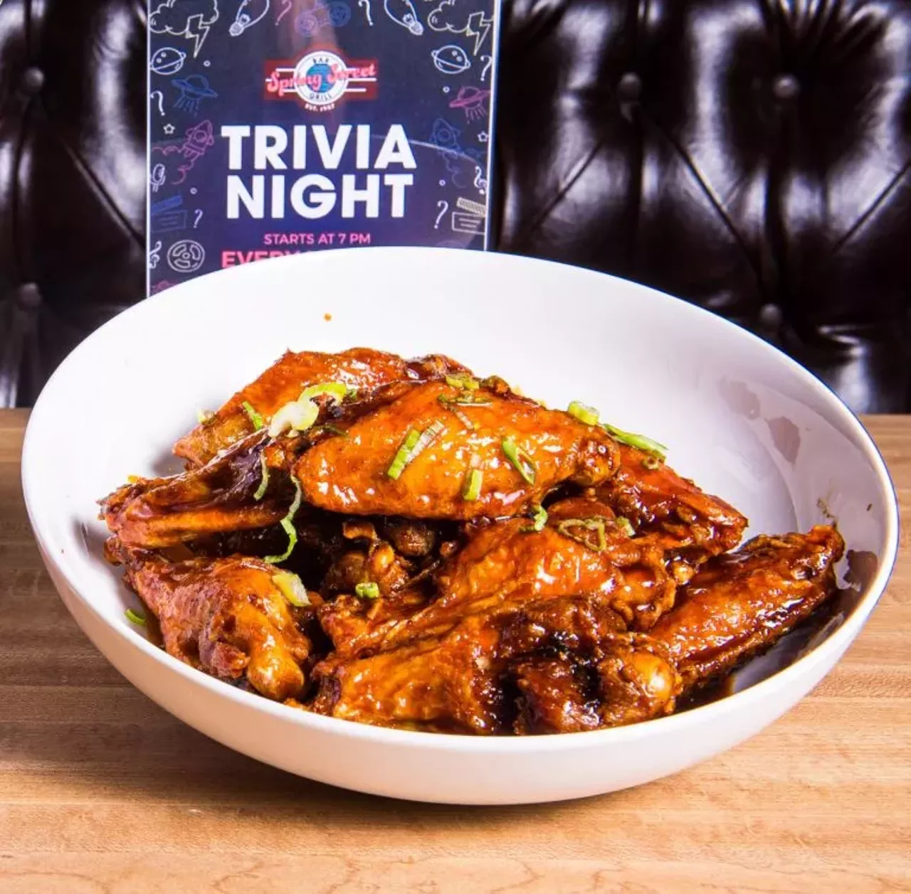 Spring Street Bar & Brill
6 of our Fried jumbo chicken wings tossed in any of our made in house sauces served with your choice of blue cheese or ranch.